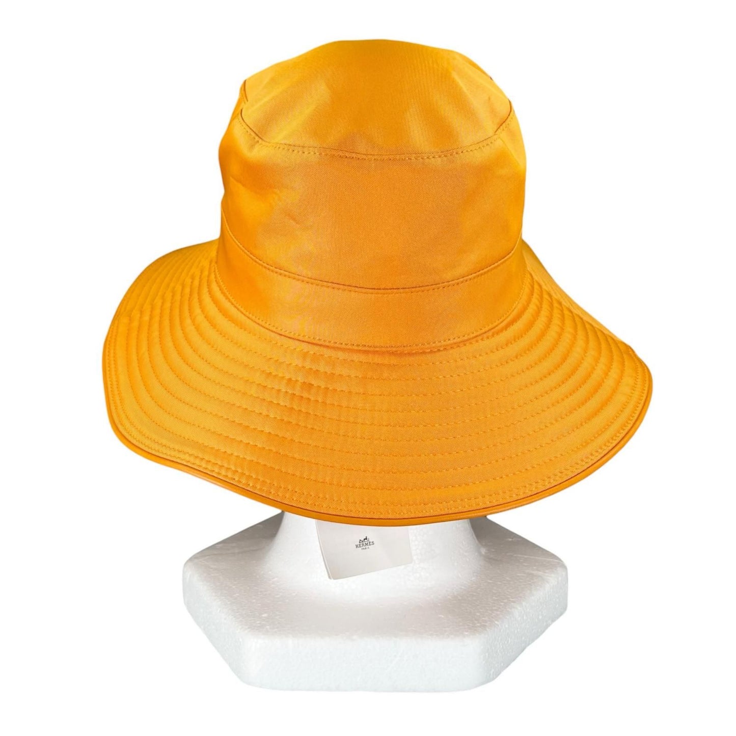 Hermes Logo Embroidery Leather Trim Bucket Hat Orange 56 — view 4