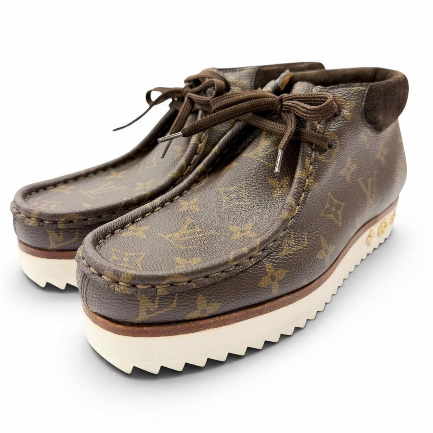 Louis Vuitton LV Mod Line Monogram Canvas Ankle Boots Brown 6
