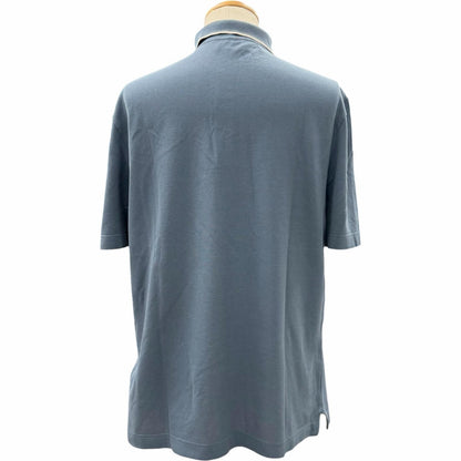 Hermes Cotton 100% Logo Embroidery Short Sleeve Polo Shirt Blue — view 4