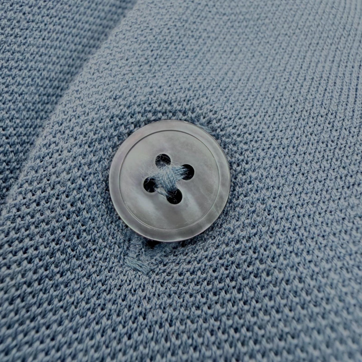 Hermes Cotton 100% Logo Embroidery Short Sleeve Polo Shirt Blue — view 5