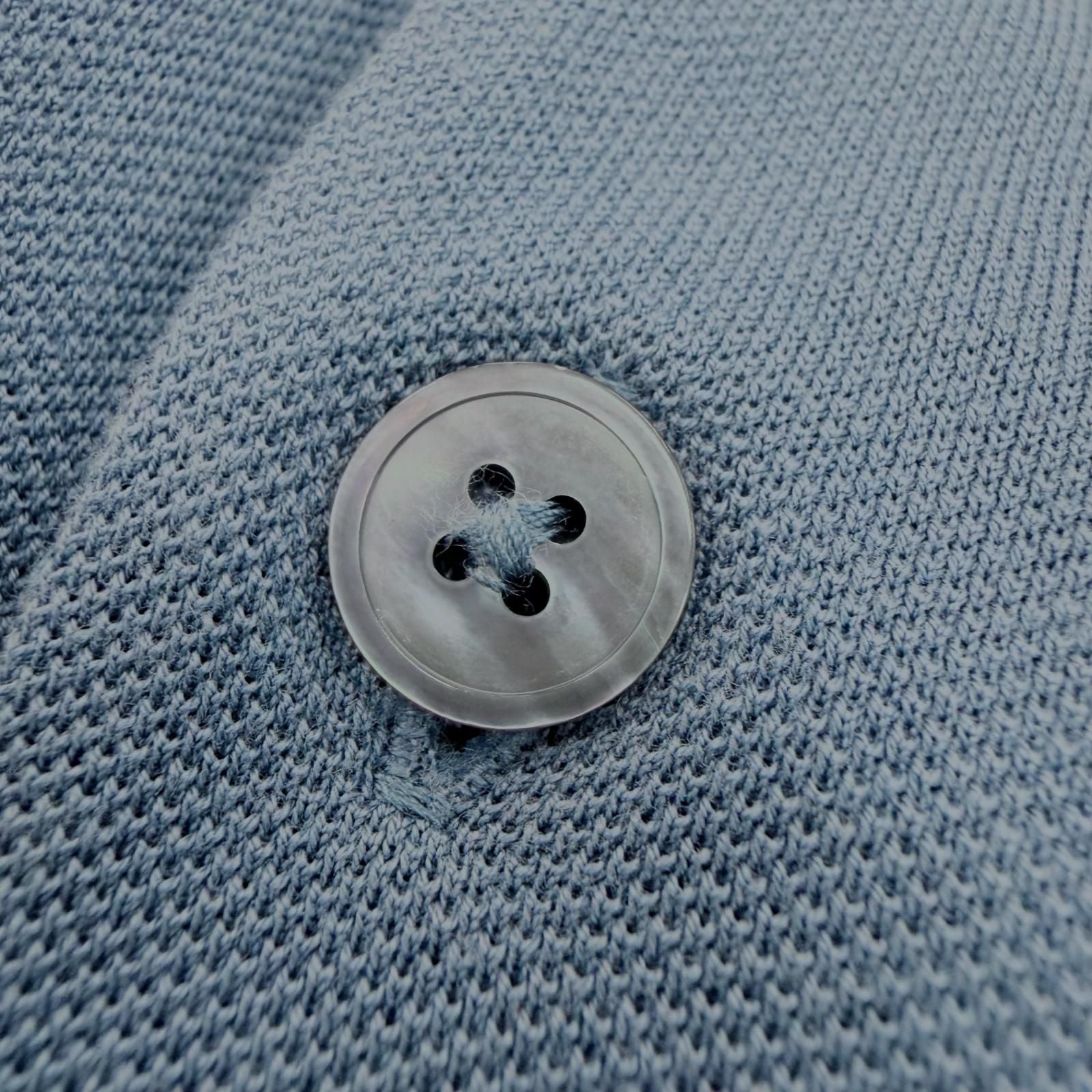 Hermes Cotton 100% Logo Embroidery Short Sleeve Polo Shirt Blue — view 5