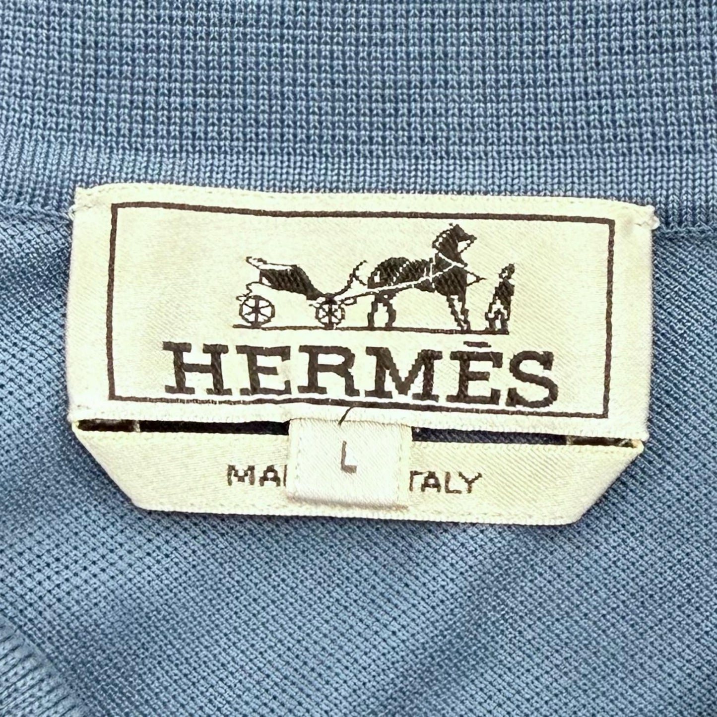 Hermes Cotton 100% Logo Embroidery Short Sleeve Polo Shirt Blue — view 7