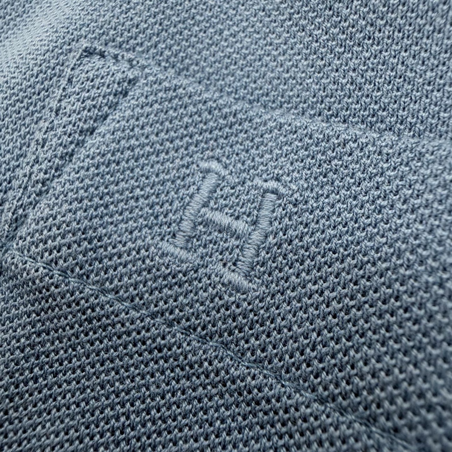 Hermes Cotton 100% Logo Embroidery Short Sleeve Polo Shirt Blue — view 6