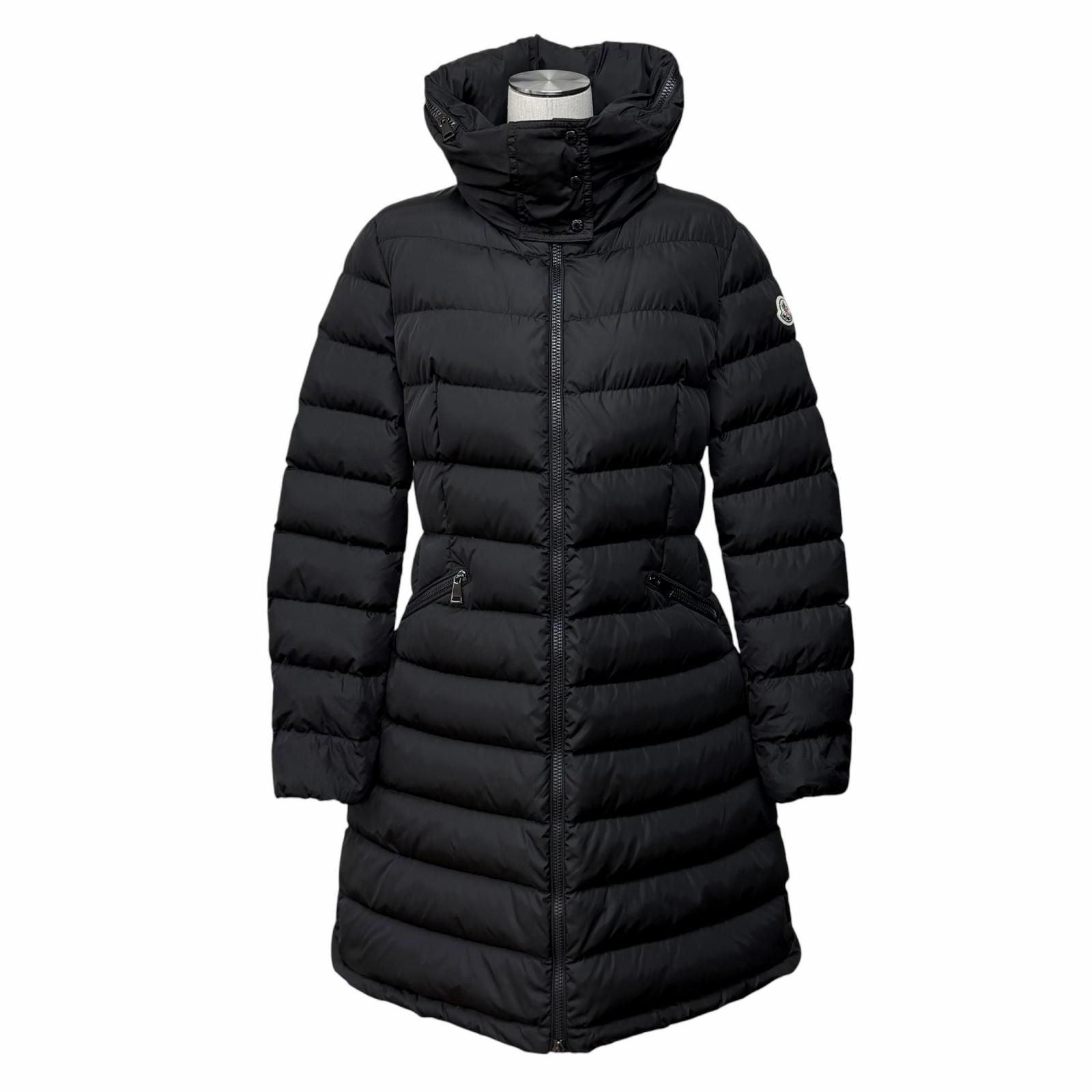 Moncler Flammette Logo with Patch Zip Up Jacket Coat Down Black