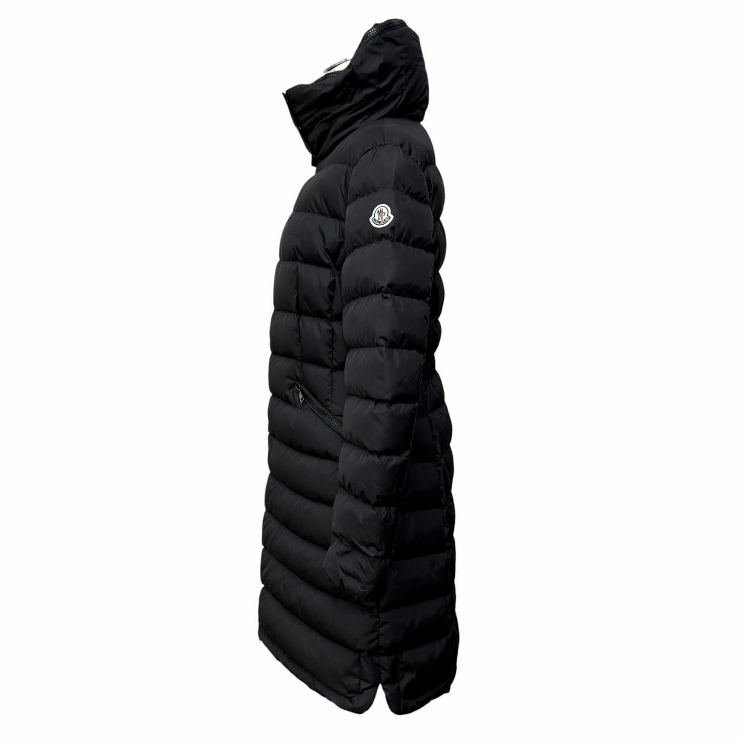 Moncler Flammette Logo with Patch Zip Up Jacket Coat Down Black — view 2