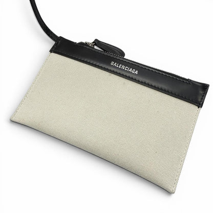 Balenciaga Navy Cabas XS Canvas Leather Shoulder Bag Natural Black — view 9