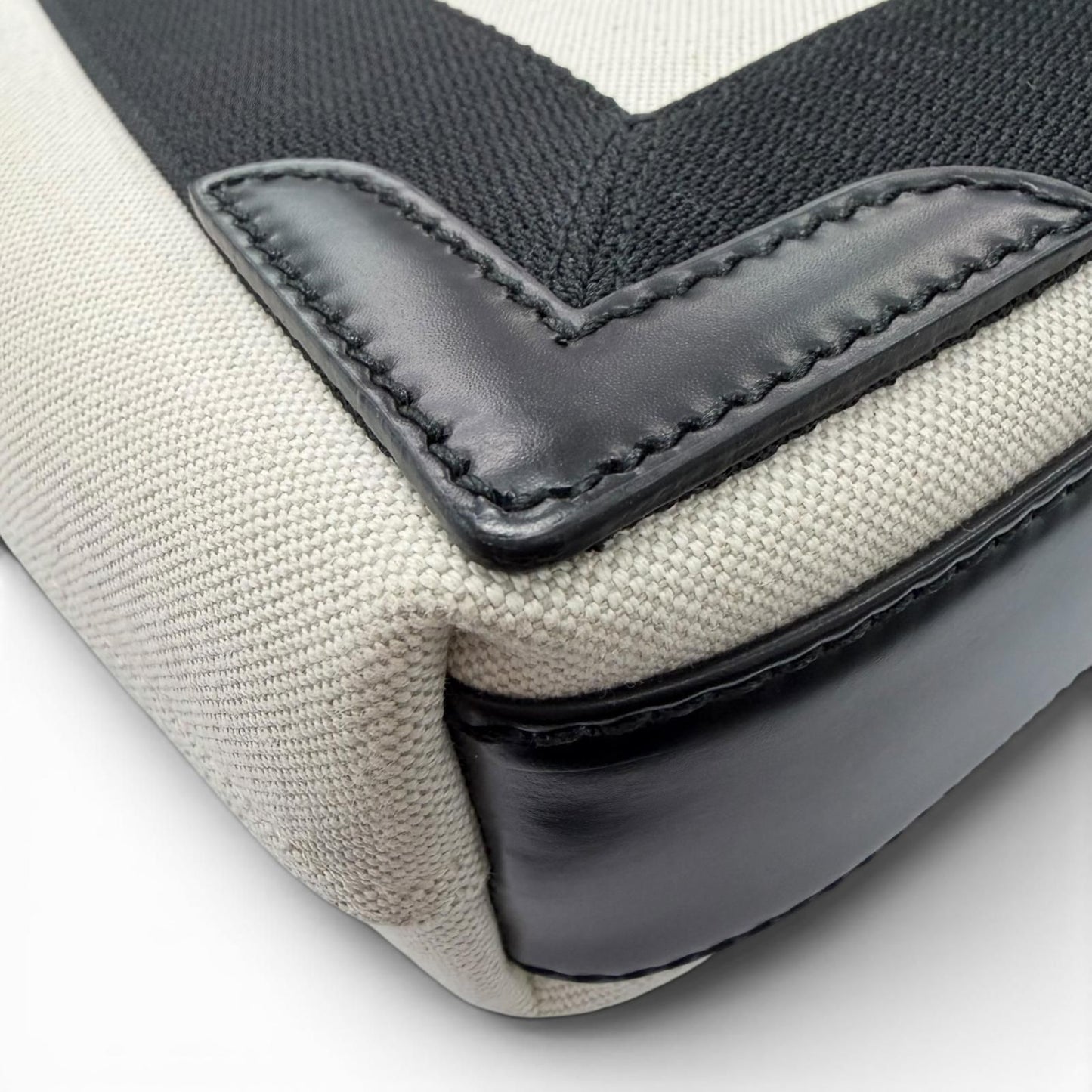 Balenciaga Navy Cabas XS Canvas Leather Shoulder Bag Natural Black — view 5