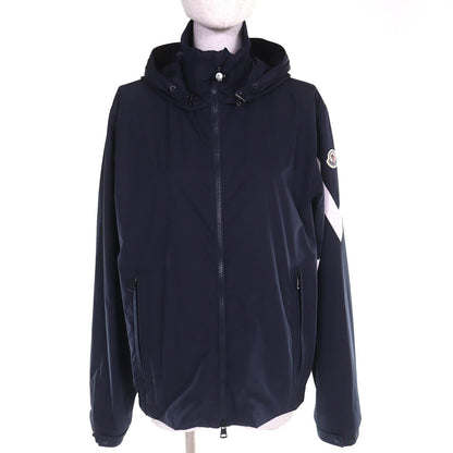 Moncler Fetuque Logo Patch Zip Hoodie Nylon Jacket Navy