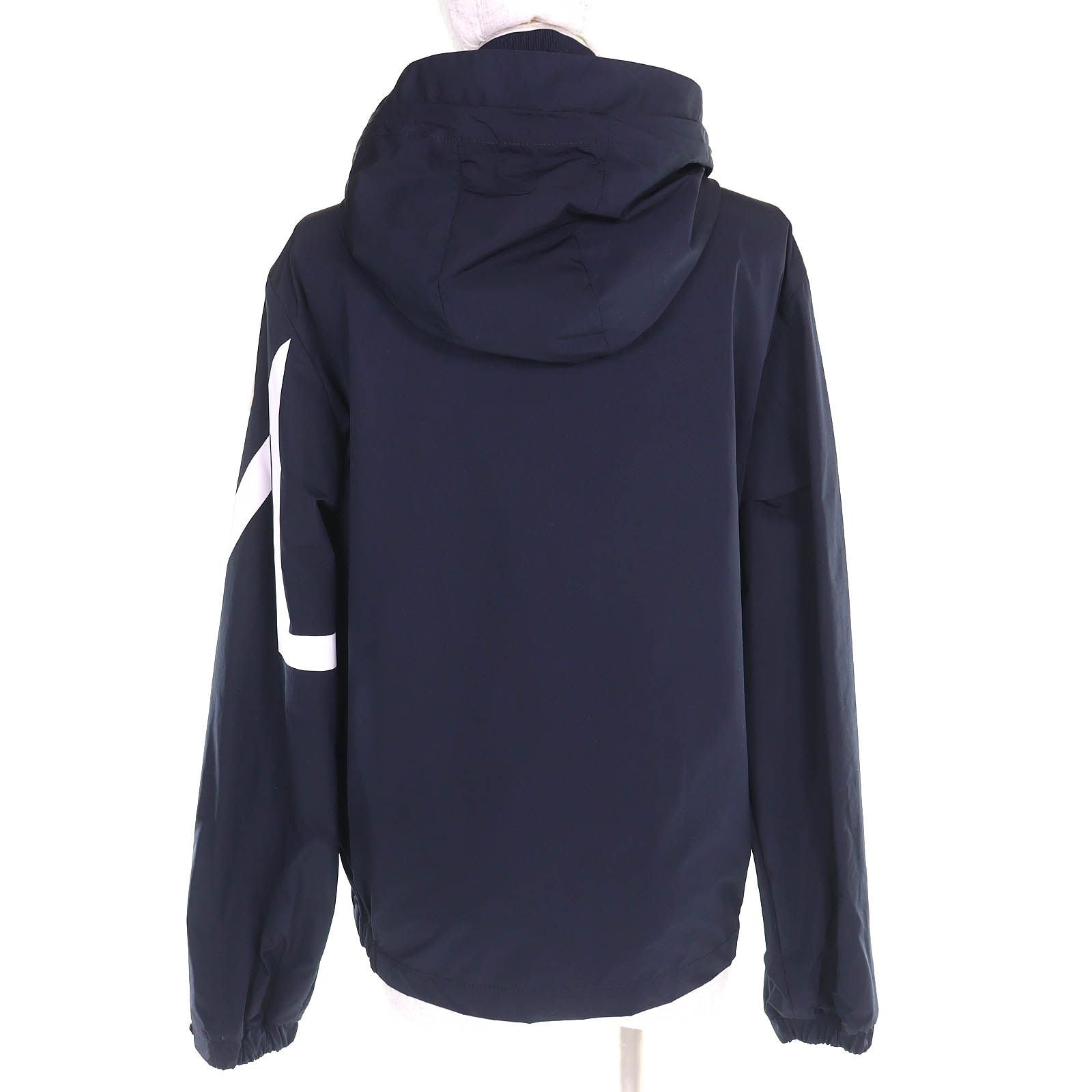Moncler Fetuque Logo Patch Zip Hoodie Nylon Jacket Navy — view 3