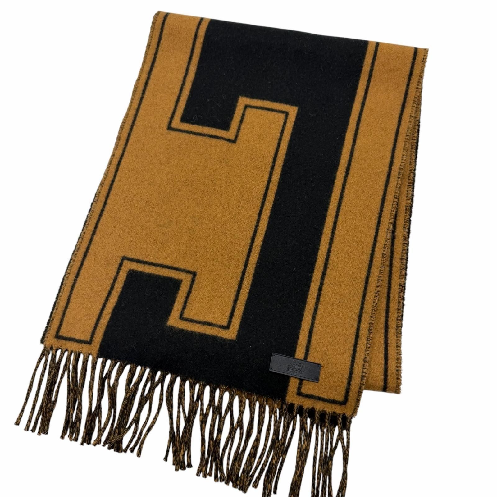 Hermes 04 Cles Dou Cashmere Fringe Scarf Shawl Black Halzan Recommended