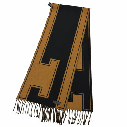 Hermes 04 Cles Dou Cashmere Fringe Scarf Shawl Black Halzan Recommended — view 3