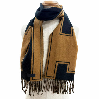 Hermes 04 Cles Dou Cashmere Fringe Scarf Shawl Black Halzan Recommended — view 2