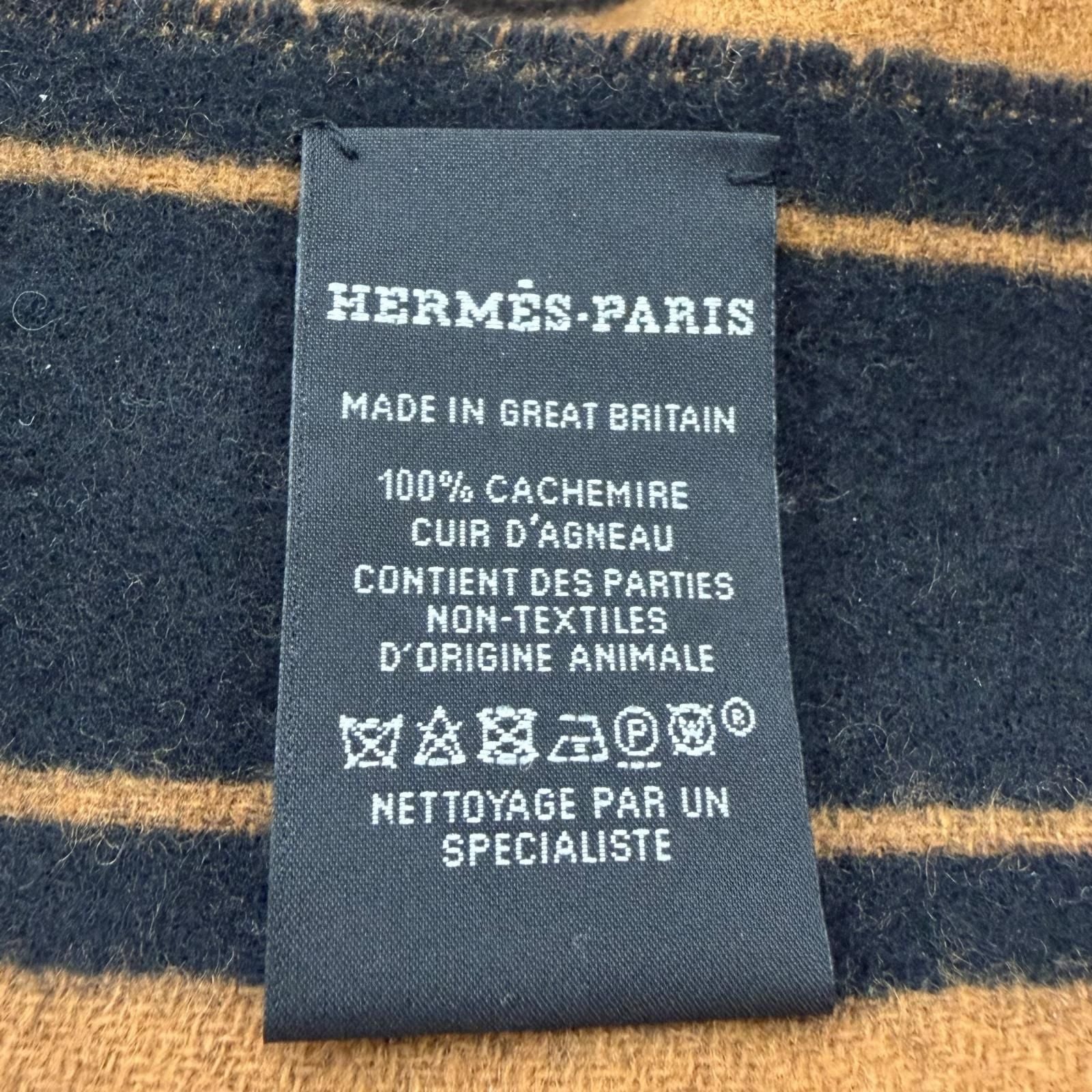 Hermes 04 Cles Dou Cashmere Fringe Scarf Shawl Black Halzan Recommended — view 7