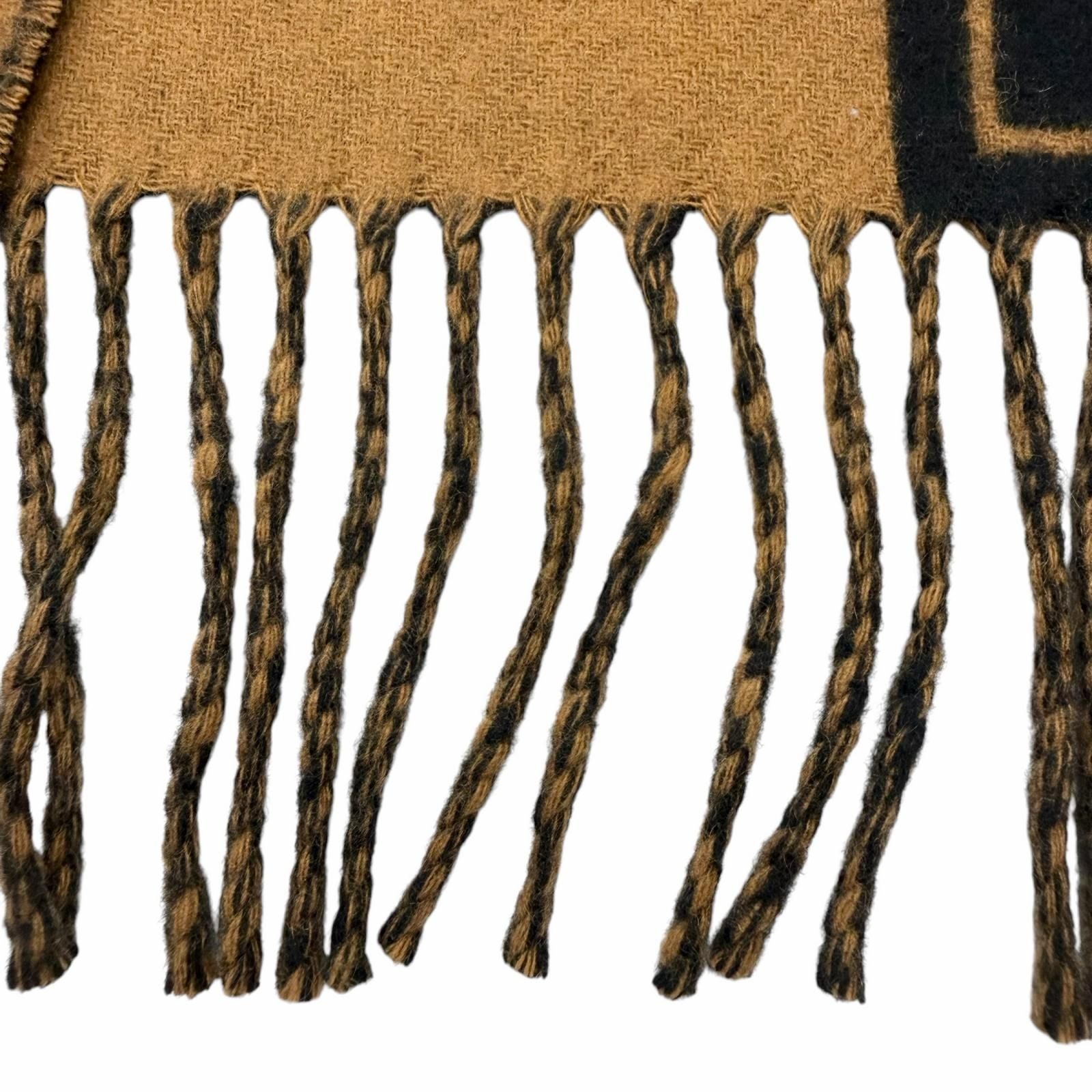 Hermes 04 Cles Dou Cashmere Fringe Scarf Shawl Black Halzan Recommended — view 5