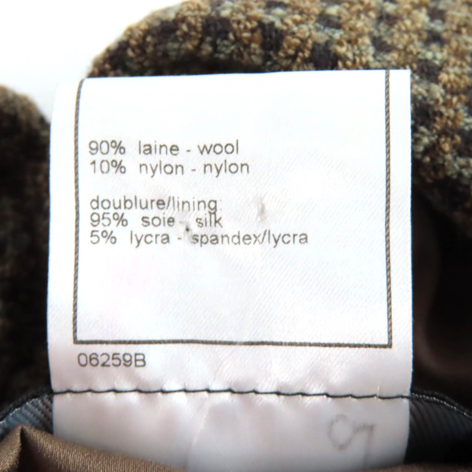 Chanel Vintage CC Logo Button Wool Tweed Double Jacket Khaki 44 — view 8