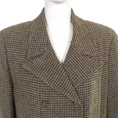 Chanel Vintage CC Logo Button Wool Tweed Double Jacket Khaki 44 — view 4