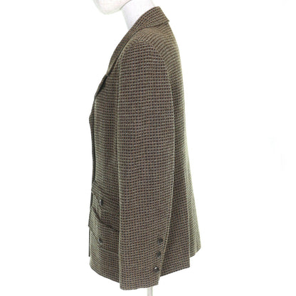 Chanel Vintage CC Logo Button Wool Tweed Double Jacket Khaki 44 — view 2