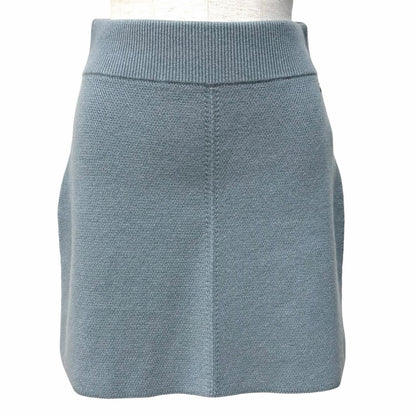 Hermes Cashmere Series Trapezoidal Knit Skirt Blue 38 UK