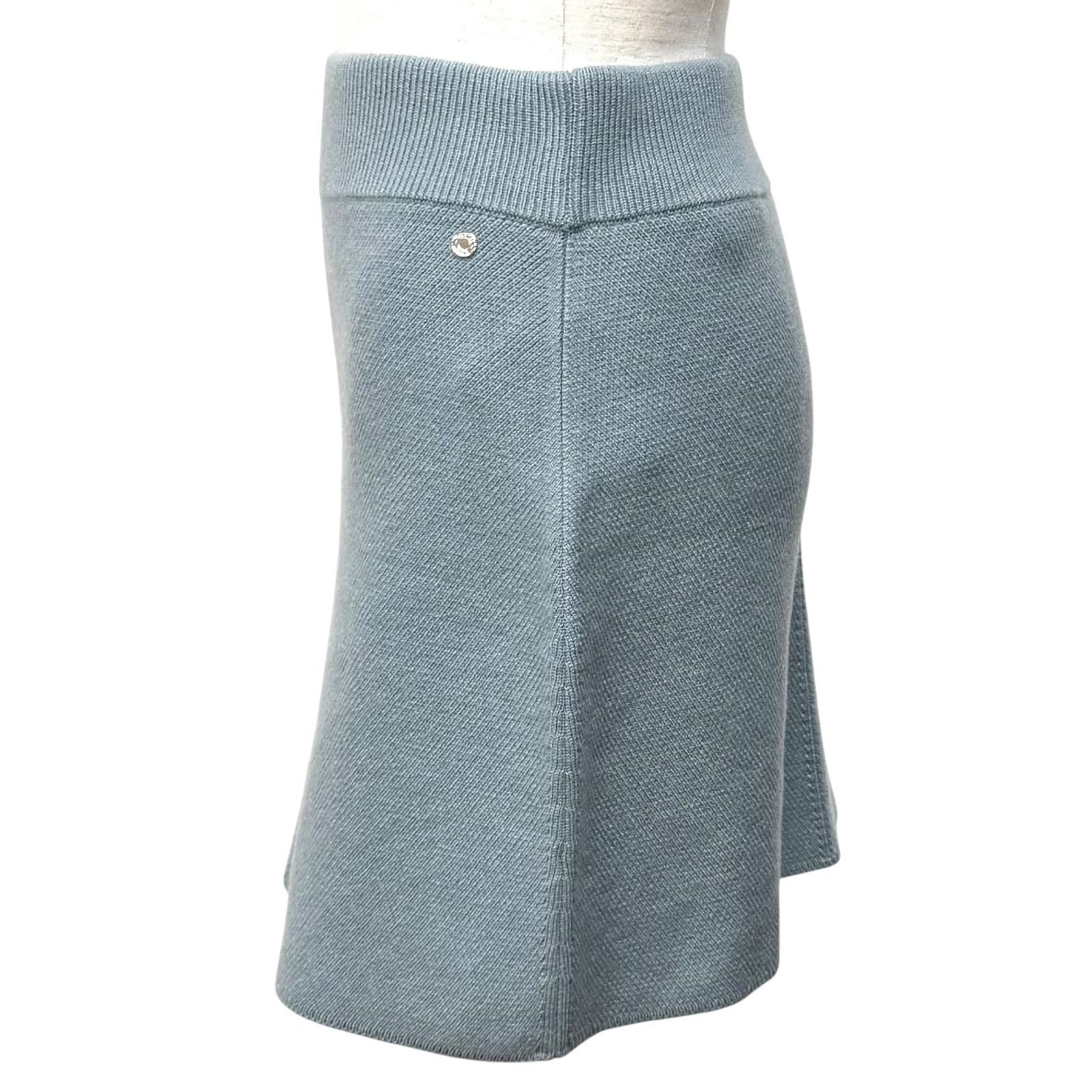 Hermes Cashmere Series Trapezoidal Knit Skirt Blue 38 UK — view 3