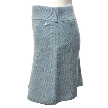Hermes Cashmere Series Trapezoidal Knit Skirt Blue 38 UK — view 3