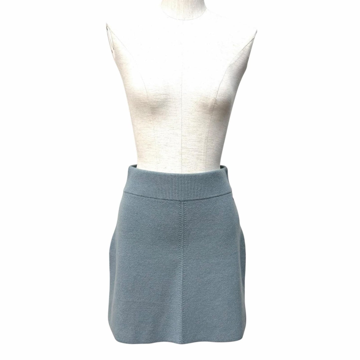 Hermes Cashmere Series Trapezoidal Knit Skirt Blue 38 UK — view 2