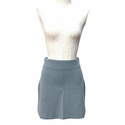 Hermes Cashmere Series Trapezoidal Knit Skirt Blue 38 UK — view 2