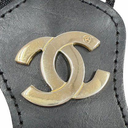 Chanel Vintage Leather Suspenders with Logo CC Black — view 7