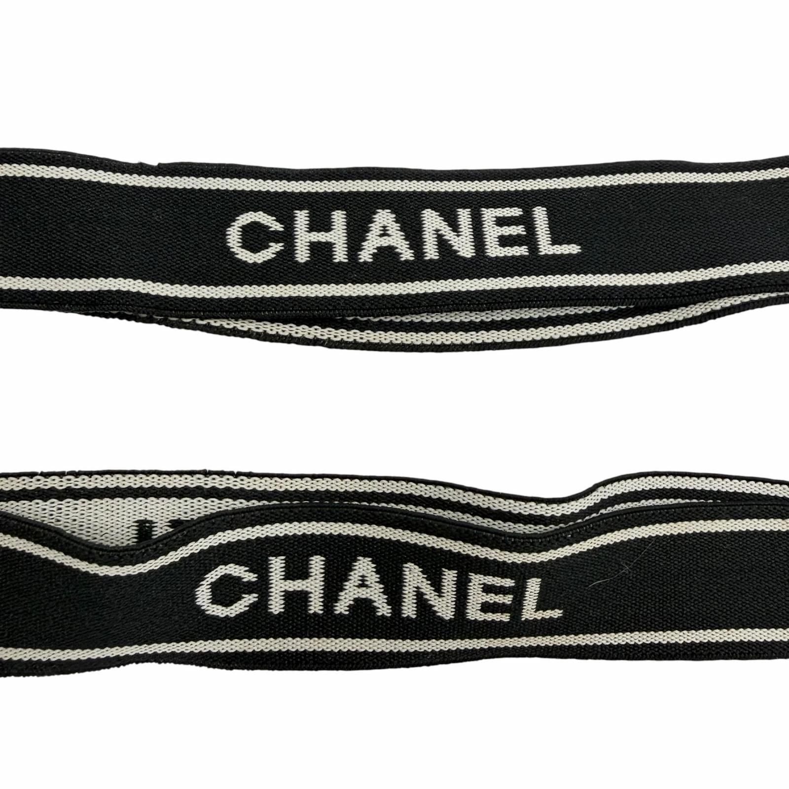Chanel Vintage Leather Suspenders with Logo CC Black — view 5