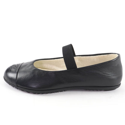 Chanel 25c Mary Jane CC Logo Leather Ballet Shoes Black — view 5
