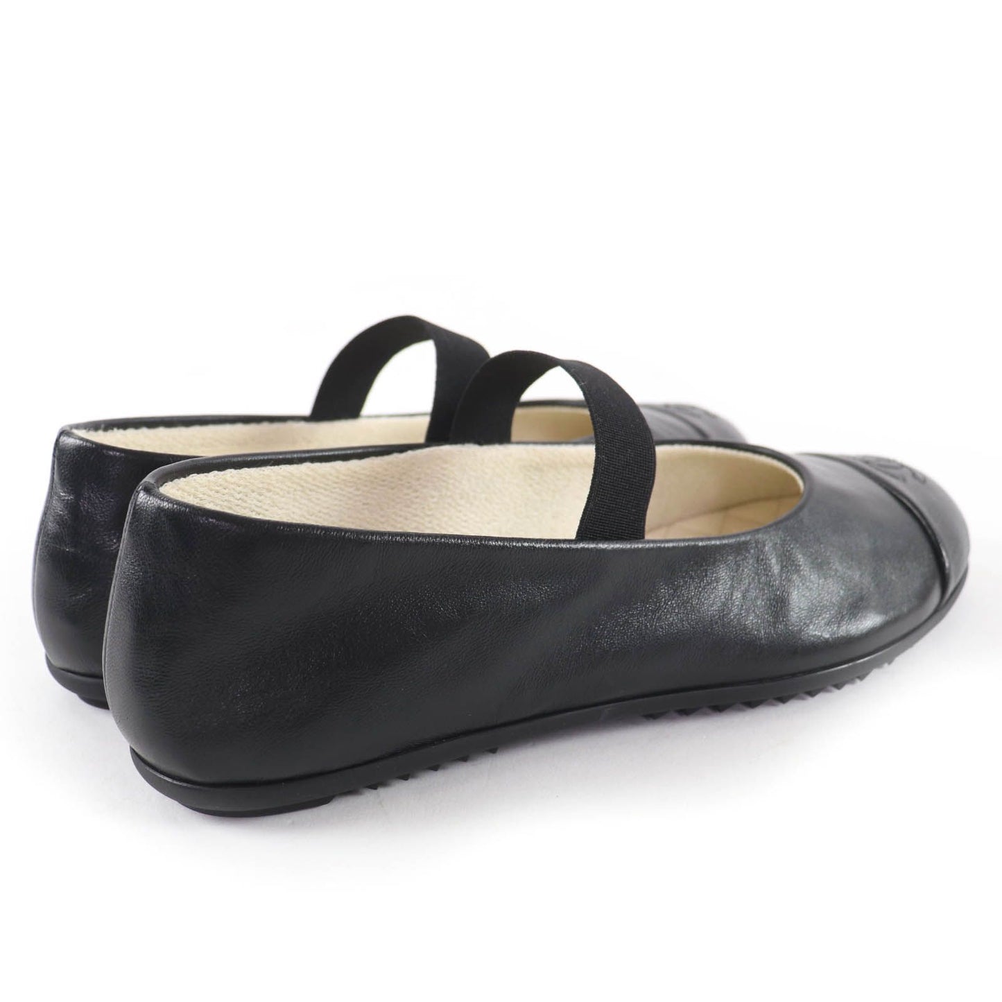 Chanel 25c Mary Jane CC Logo Leather Ballet Shoes Black — view 3