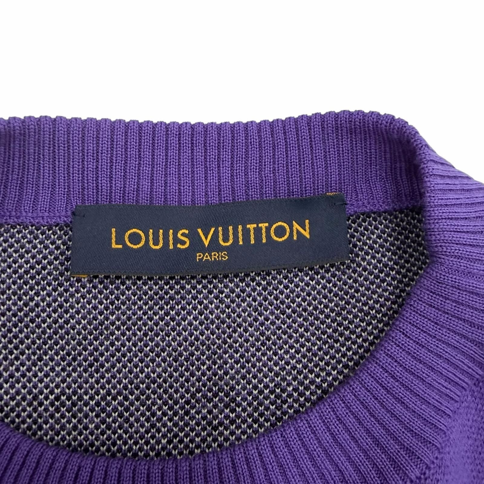 Louis Vuitton Wool Studio Jacquard Knit Long Sleeve Sweater Purple — view 6