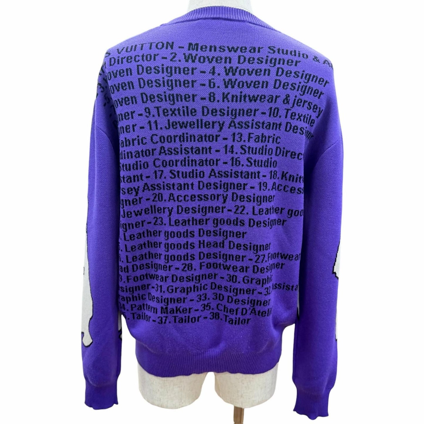 Louis Vuitton Wool Studio Jacquard Knit Long Sleeve Sweater Purple — view 3