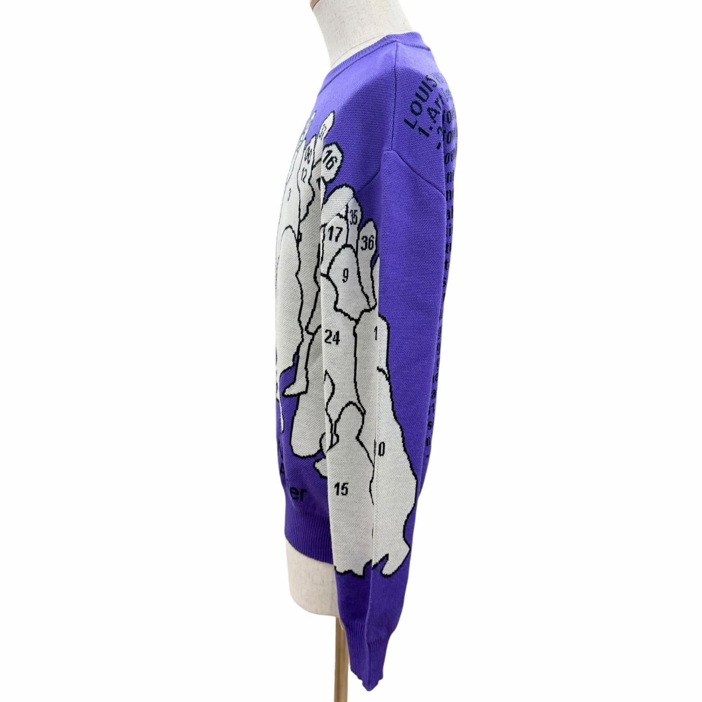 Louis Vuitton Wool Studio Jacquard Knit Long Sleeve Sweater Purple — view 4