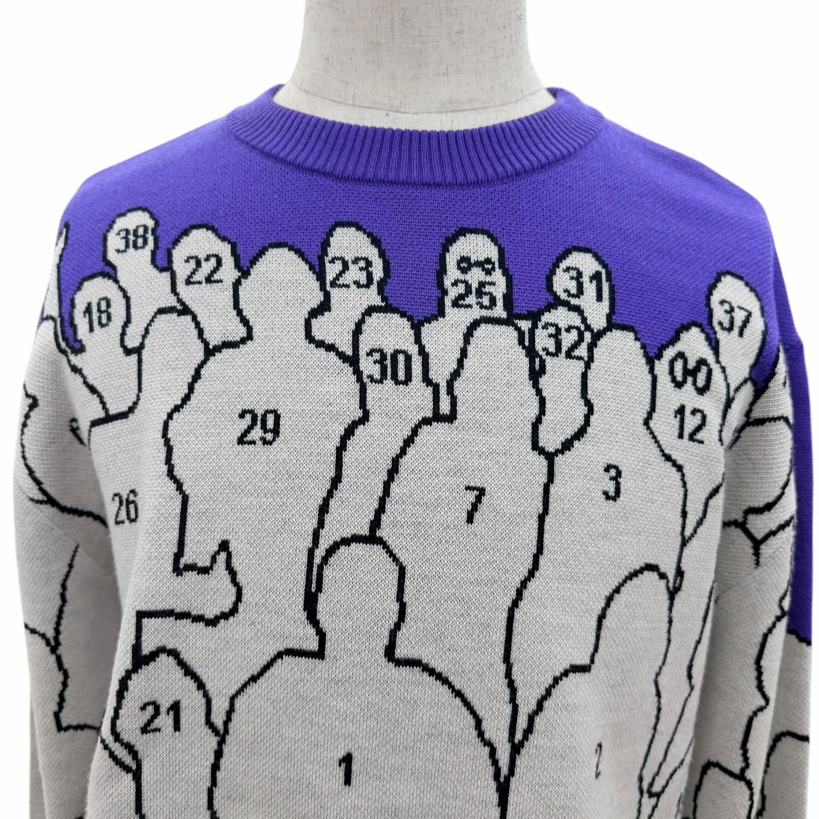 Louis Vuitton Wool Studio Jacquard Knit Long Sleeve Sweater Purple — view 2