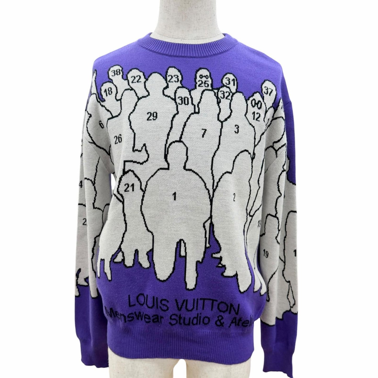 Louis Vuitton Wool Studio Jacquard Knit Long Sleeve Sweater Purple