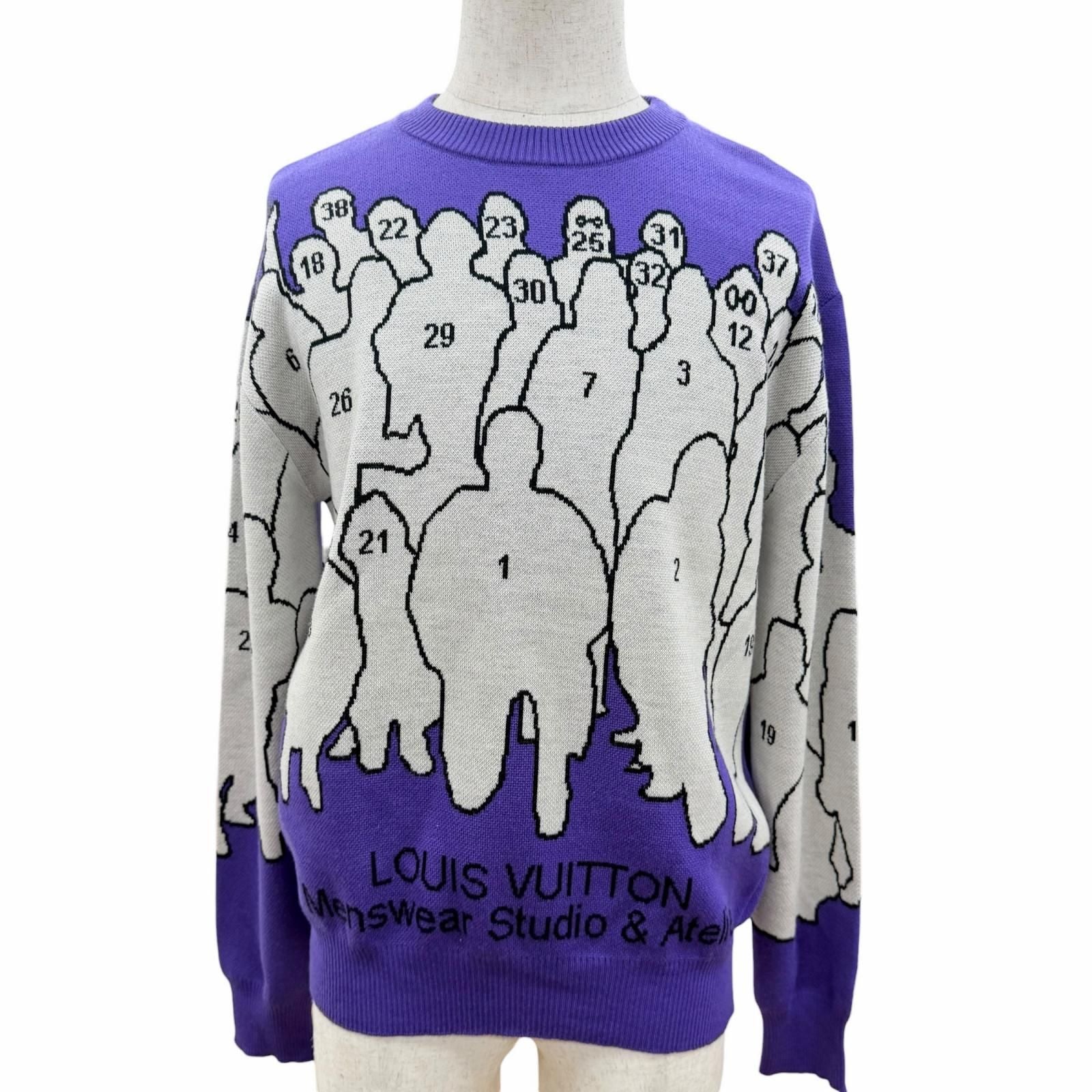 Louis Vuitton Wool Studio Jacquard Knit Long Sleeve Sweater Purple