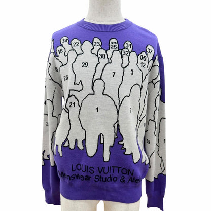 Louis Vuitton Wool Studio Jacquard Knit Long Sleeve Sweater Purple