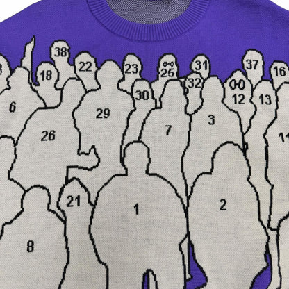 Louis Vuitton Wool Studio Jacquard Knit Long Sleeve Sweater Purple — view 5
