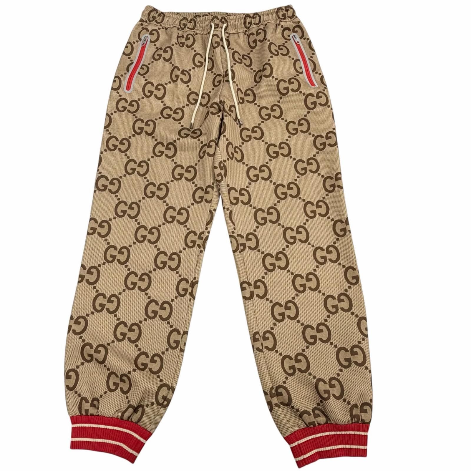 Gucci Anniversary Jumbo GG Monogram Track Pants Jogger Beige
