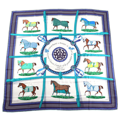 Hermes Couvertures Et Tenues de Jour Horsewear Silk 100% Blank Turquoise Indigo