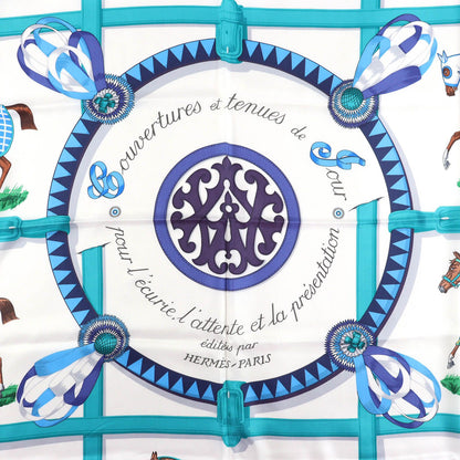 Hermes Couvertures Et Tenues de Jour Horsewear Silk 100% Blank Turquoise Indigo — view 3