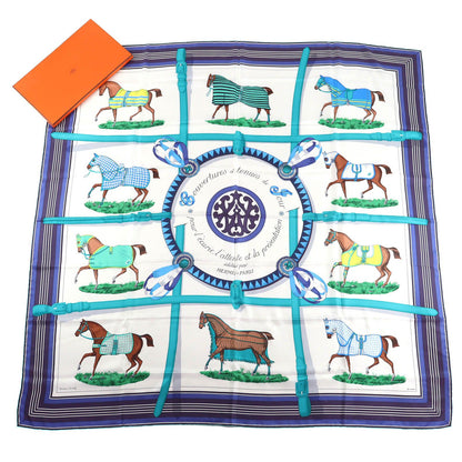 Hermes Couvertures Et Tenues de Jour Horsewear Silk 100% Blank Turquoise Indigo — view 2
