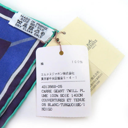 Hermes Couvertures Et Tenues de Jour Horsewear Silk 100% Blank Turquoise Indigo — view 7
