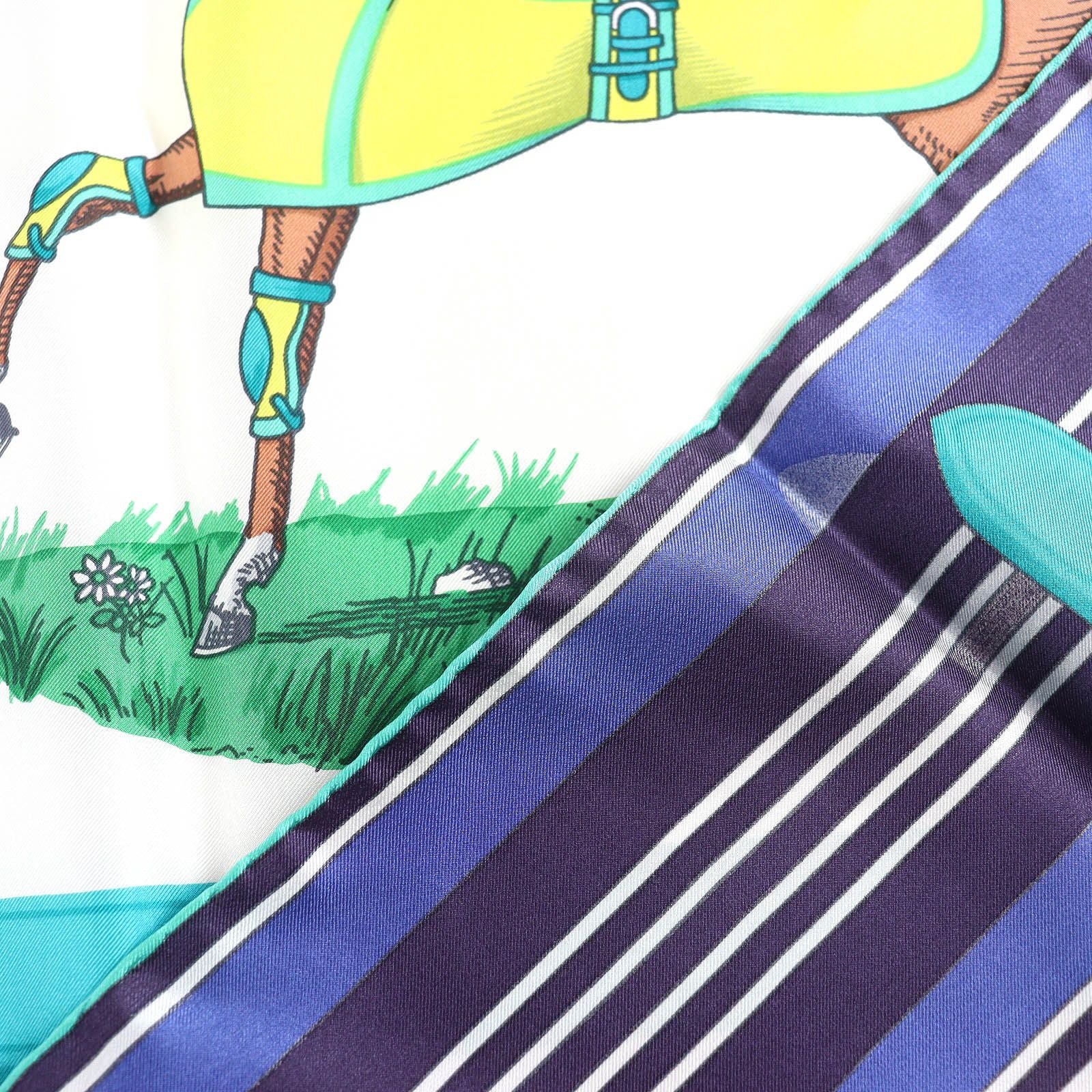 Hermes Couvertures Et Tenues de Jour Horsewear Silk 100% Blank Turquoise Indigo — view 4