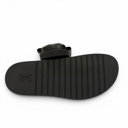 Louis Vuitton Miami Line Mules Leather Damier Giant Slide Sandals Black 9 — view 5