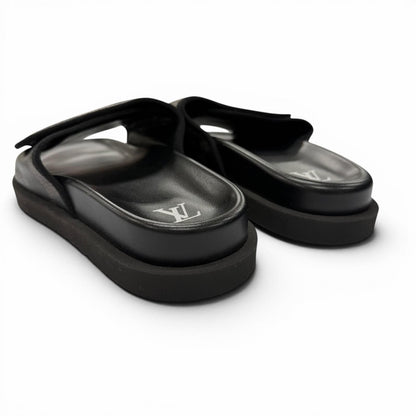 Louis Vuitton Miami Line Mules Leather Damier Giant Slide Sandals Black 9 — view 4