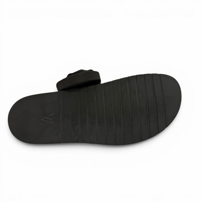 Louis Vuitton Miami Line Mules Leather Monogram Giant Slide Sandals Black 10 — view 4