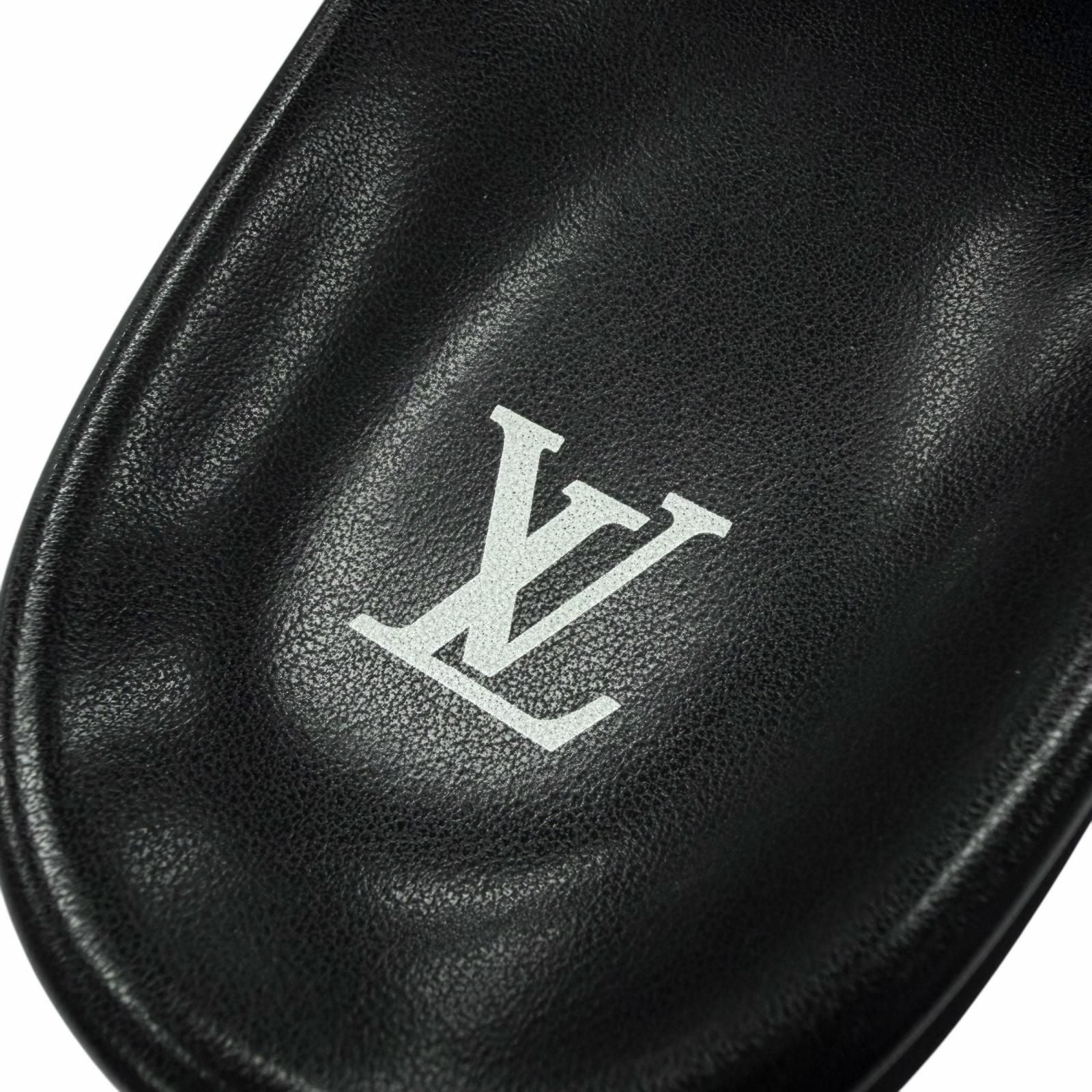 Louis Vuitton Miami Line Mules Leather Monogram Giant Slide Sandals Black 10 — view 7
