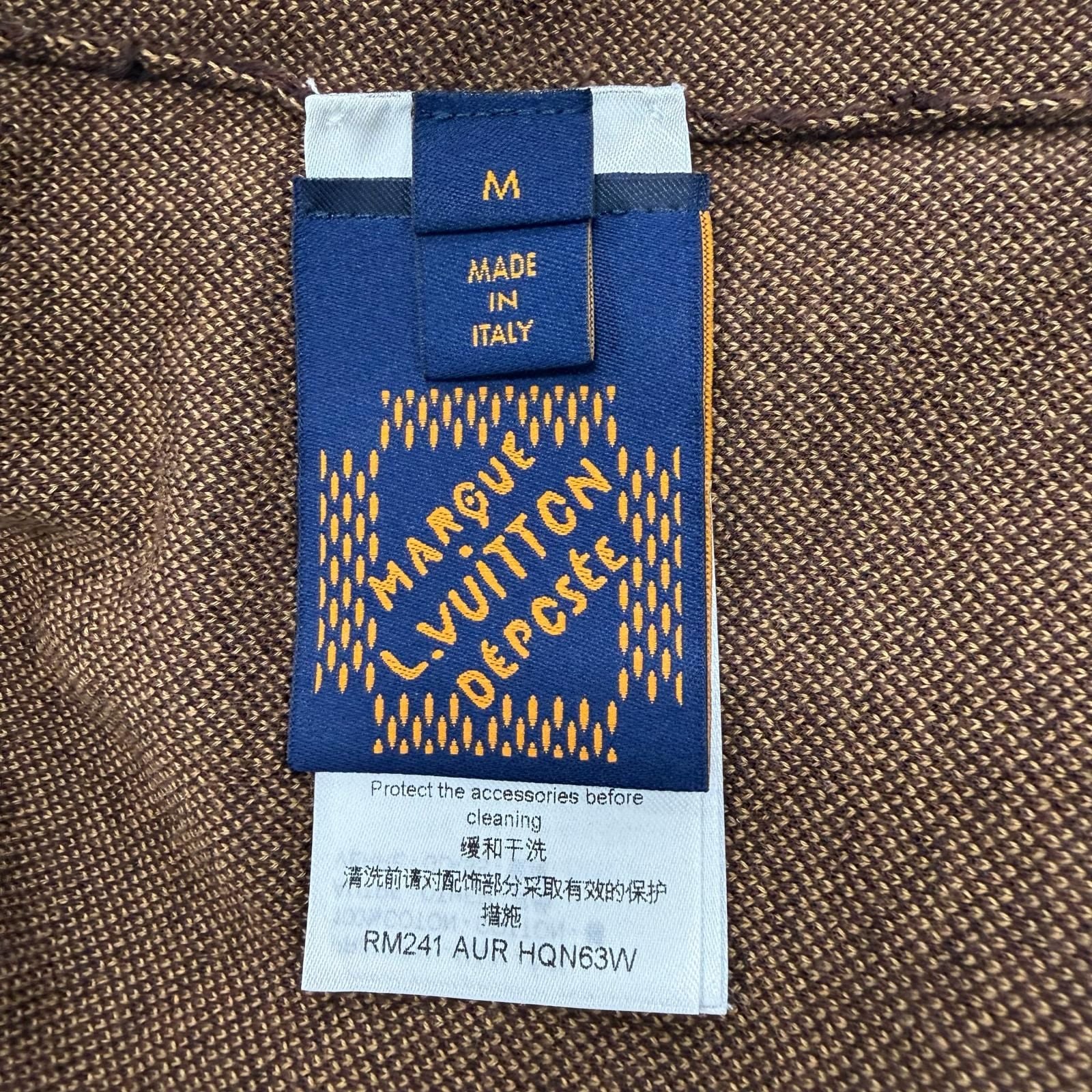 Louis Vuitton Damier Line Stone LV Logo Crew Neck Short Sleeve Knit Brown — view 7