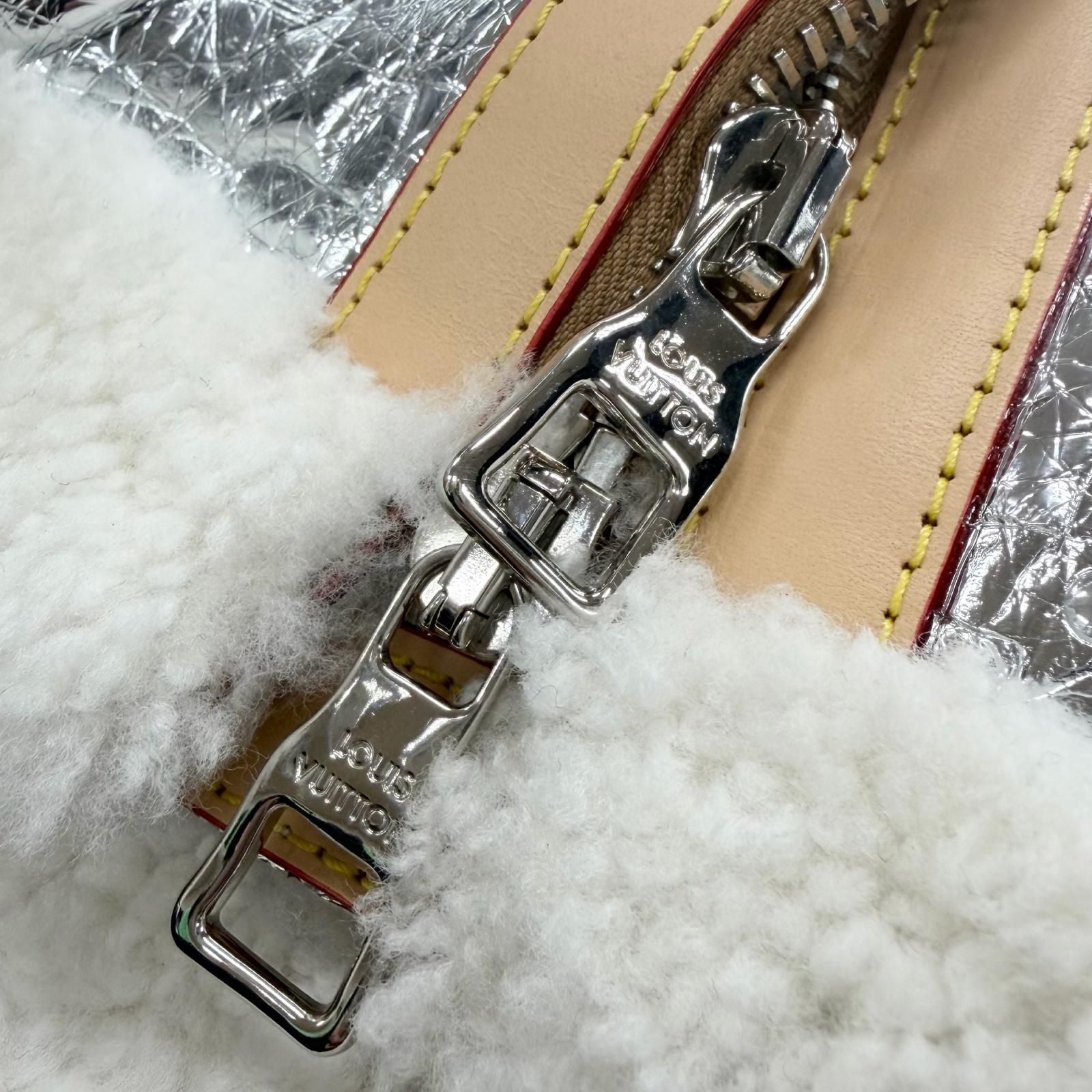 Louis Vuitton Lambskin Leather Monogram Mirror Shearling Double Zip Up Jacket — view 6